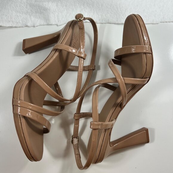 Naturalizer Luisa Beige Patent Strappy High Heel Sandals Leather Upper 10.5M - Picture 3 of 10